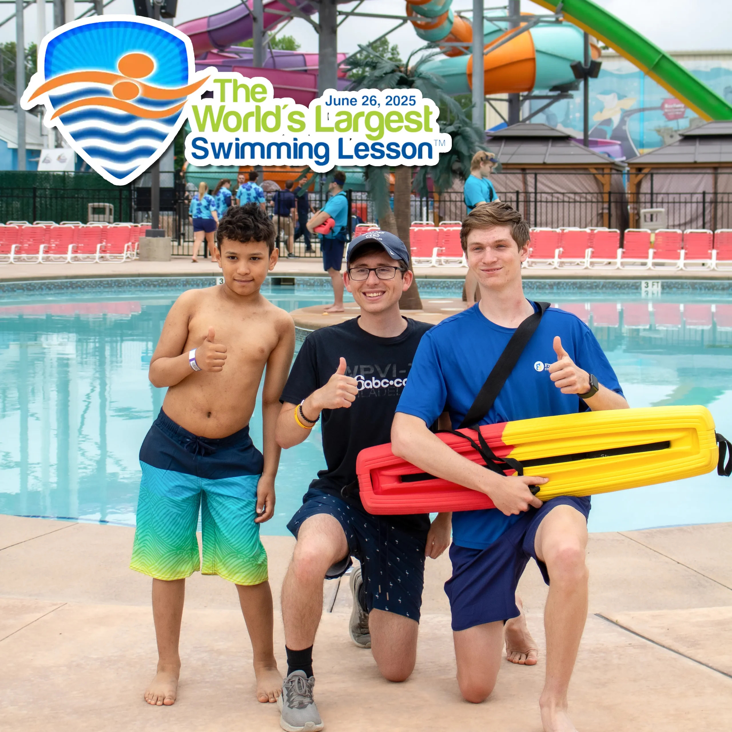 Picture of lifeguards and child doing a swim lesson at the Funplex