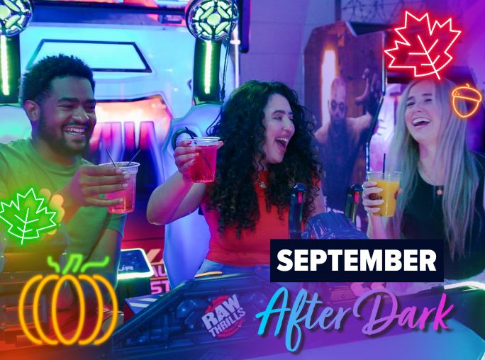 This 21+ event runs from 9 PM to 1 AM and features fall-themed drinks, limited-time seasonal food items, and all-night access to bowling, arcade games, and indoor attractions.